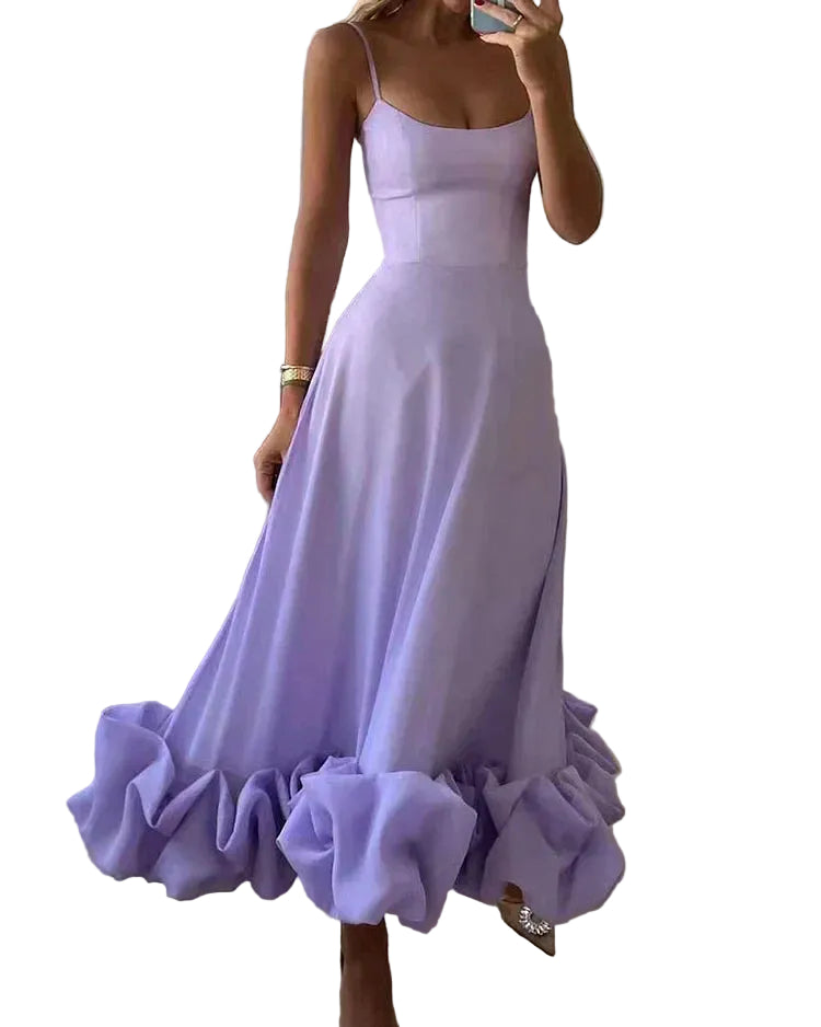 Robe de Soirée Mi-Longue Chic pour Femme - Robe Cérémonie Élégante 0