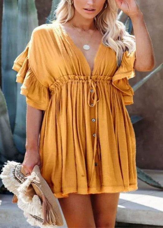 Robe de jour femme à lacets et volants style estival 1