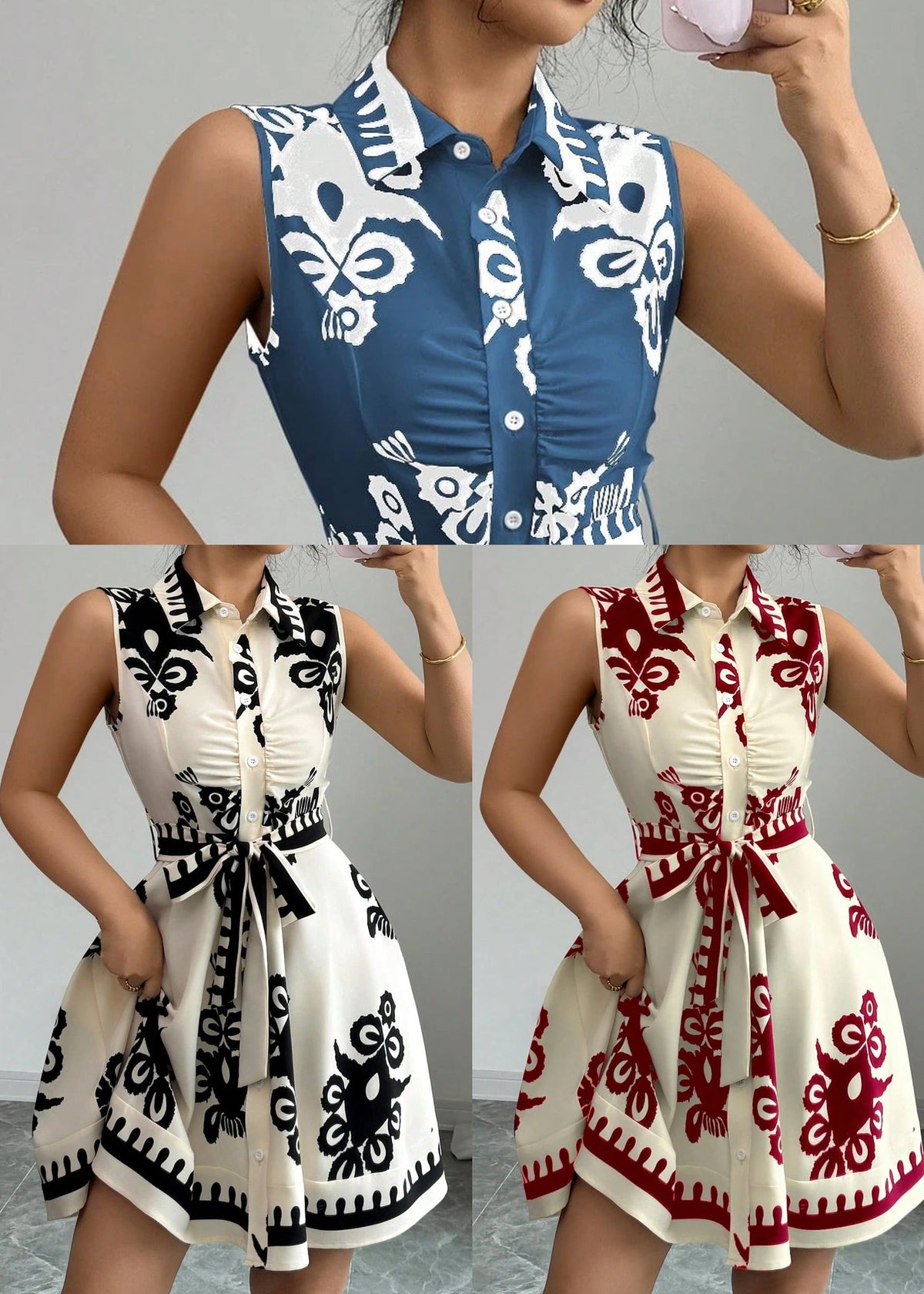 Robe de jour femme imprimée à taille ajustée pour l'été 4