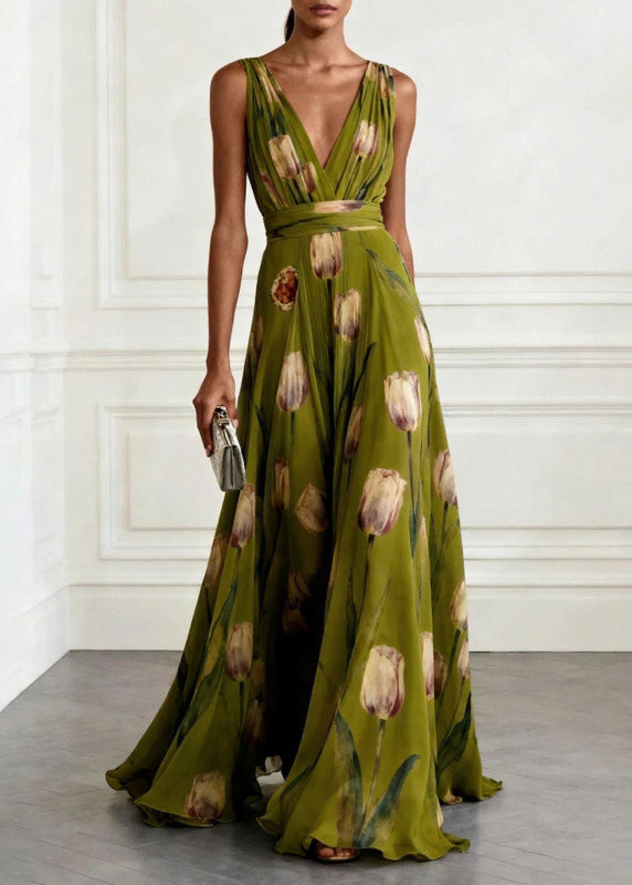 Robe de soirée femme à imprimé bleu et ourlet large 2