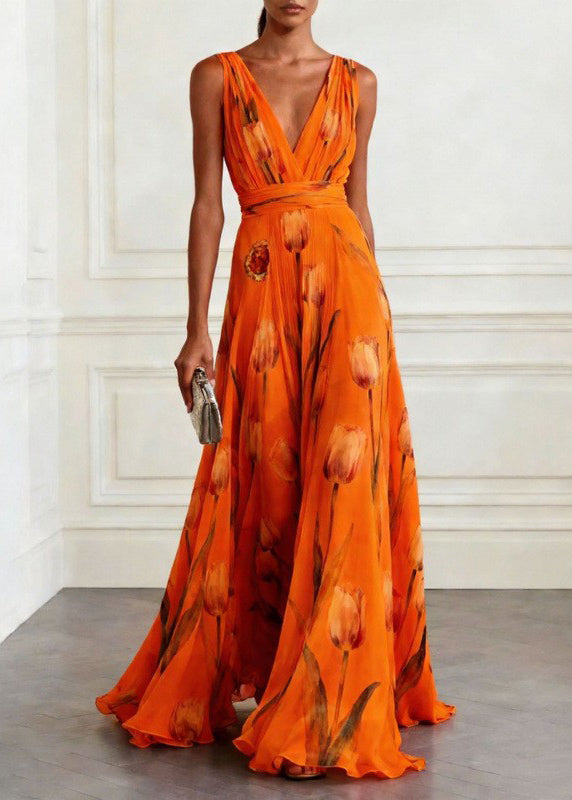 Robe de soirée femme à imprimé bleu et ourlet large 3