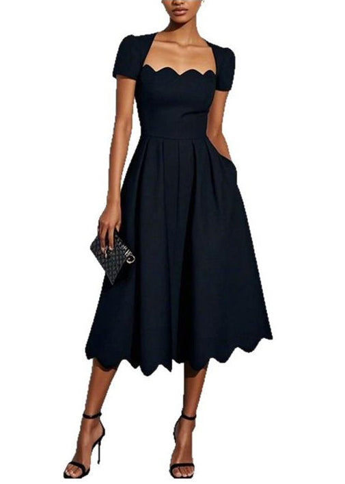 Robe formelle femme col carré ourlet large été 4