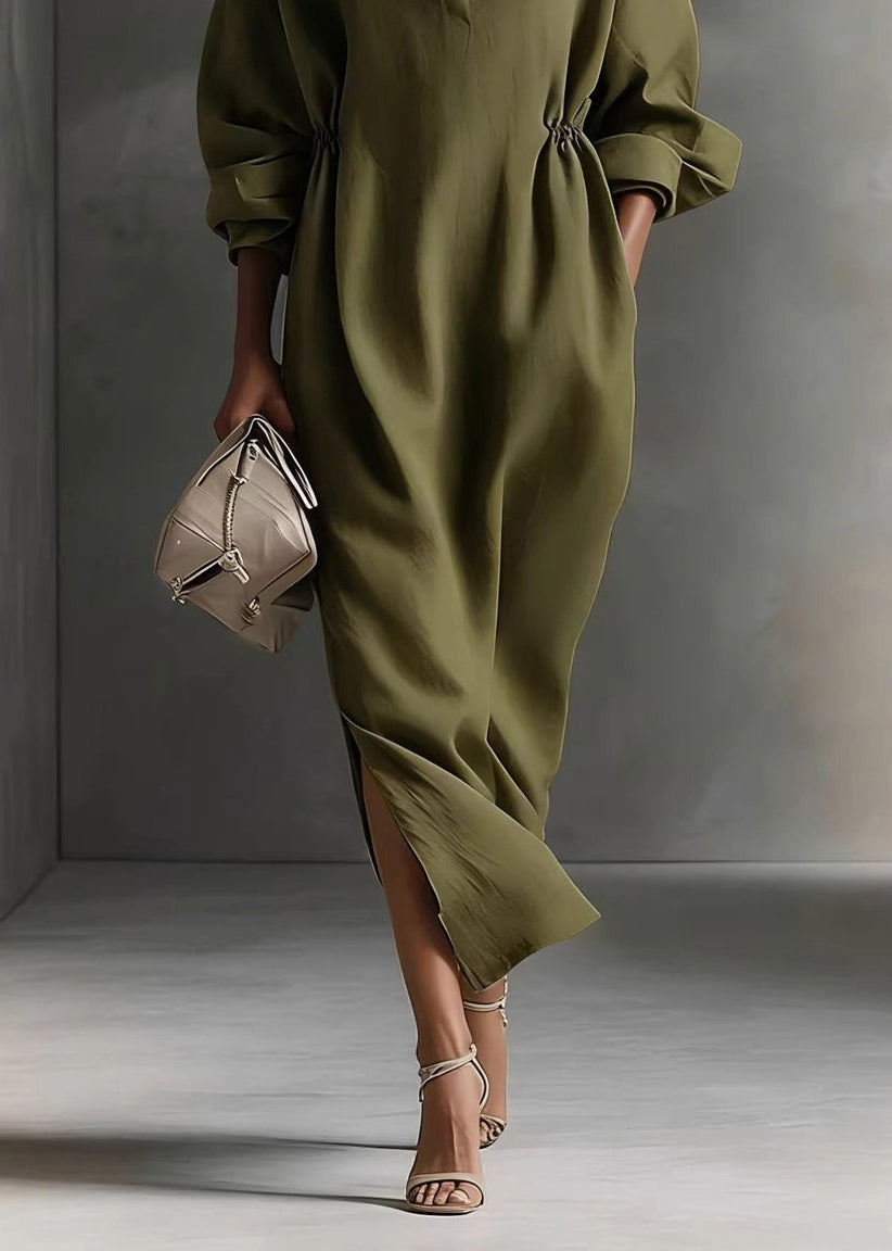 Robe longue ample à col Claudine pour femme 3