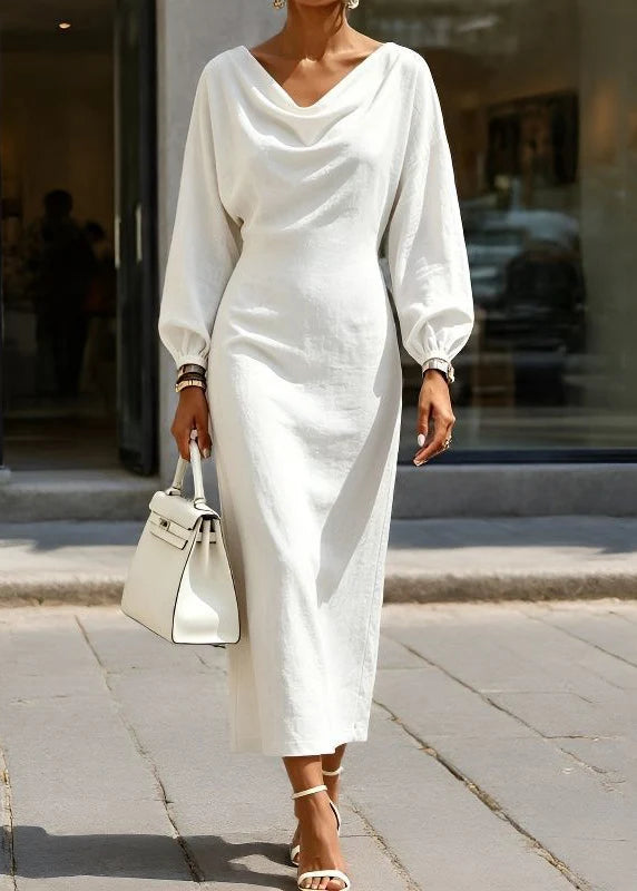 Robe longue femme à manches lanternes 1