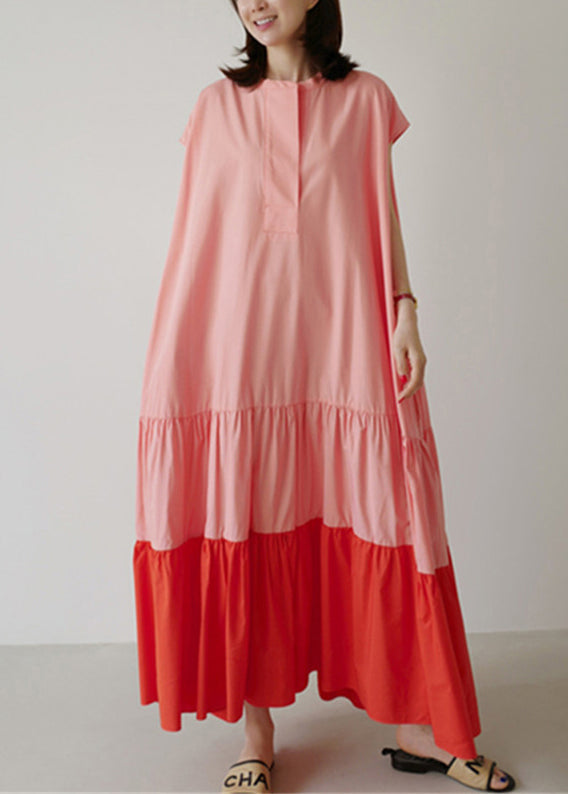 Robe longue femme ample à volants patchwork coloré été 1