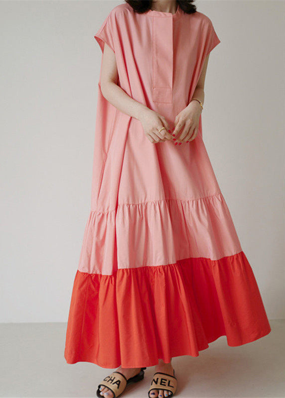 Robe longue femme ample à volants patchwork coloré été 2