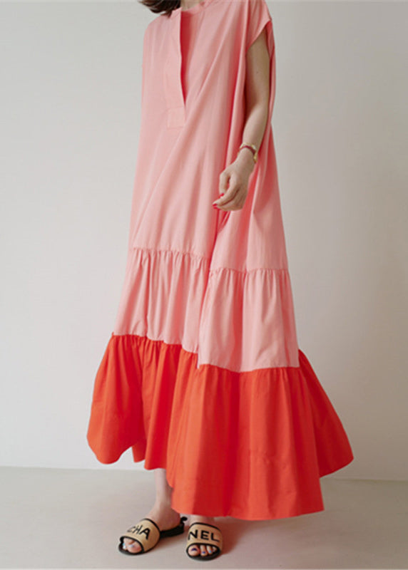 Robe longue femme ample à volants patchwork coloré été 3