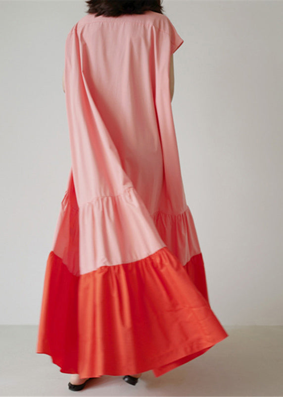 Robe longue femme ample à volants patchwork coloré été 4