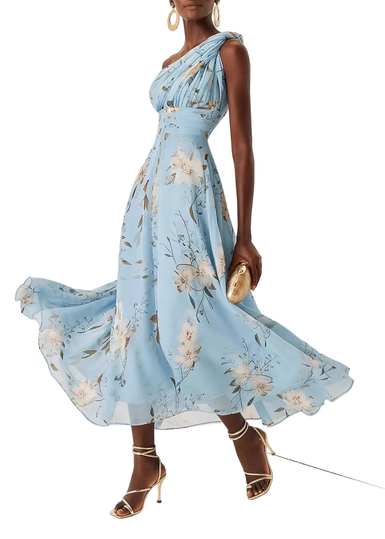 Robe longue femme asymétrique épaule dénudée style estival 0