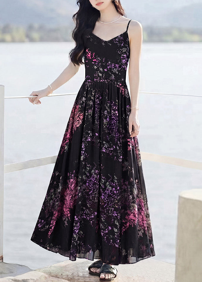 Robe longue femme style fluide à bretelles fines 2