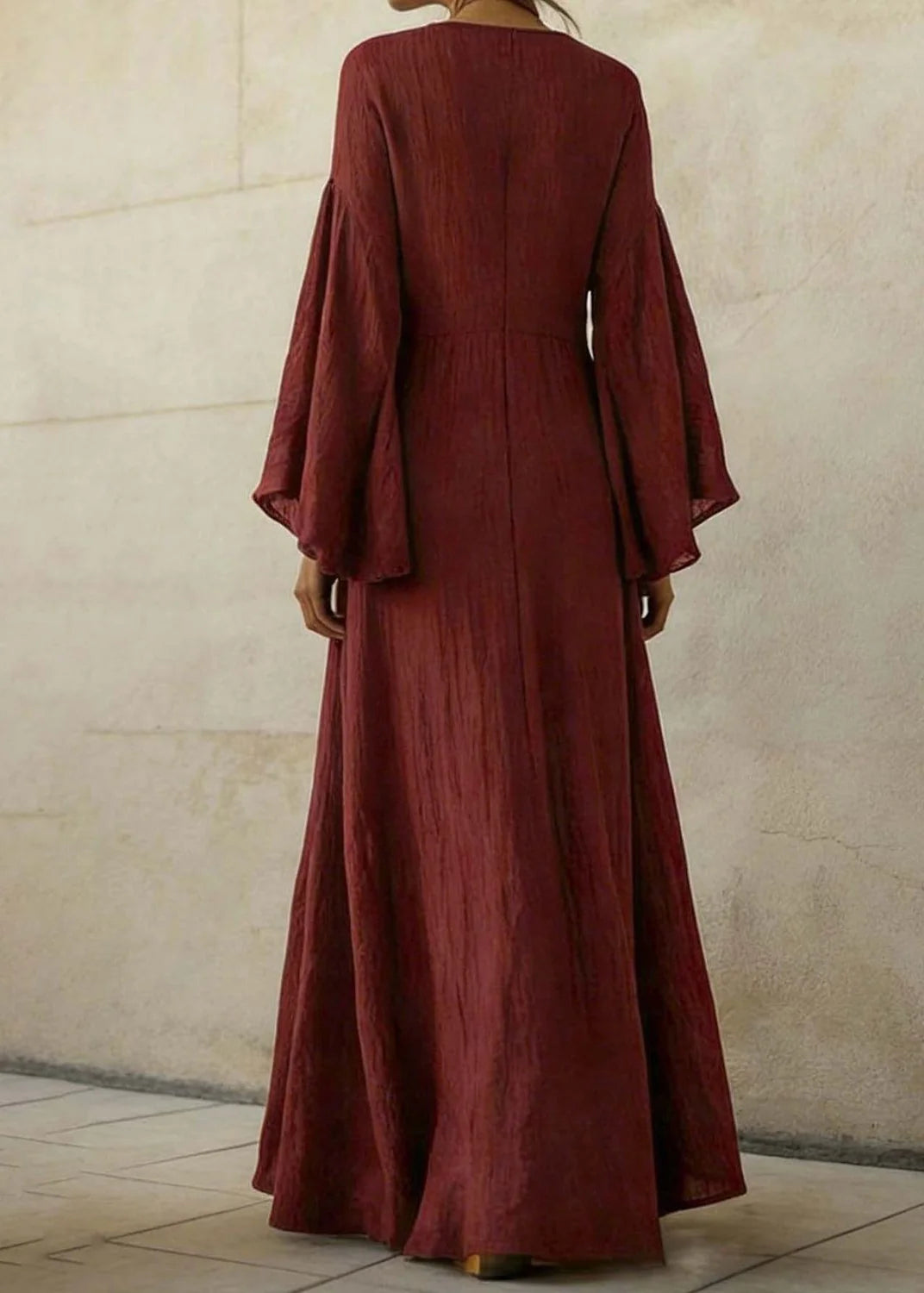 Robe longue patchwork à manches évasées pour femme 3