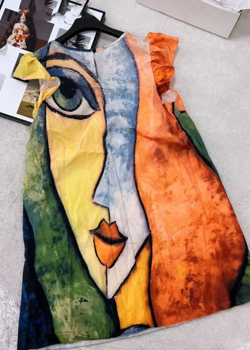 Robe mi-longue femme décontractée patchwork coloré été 3