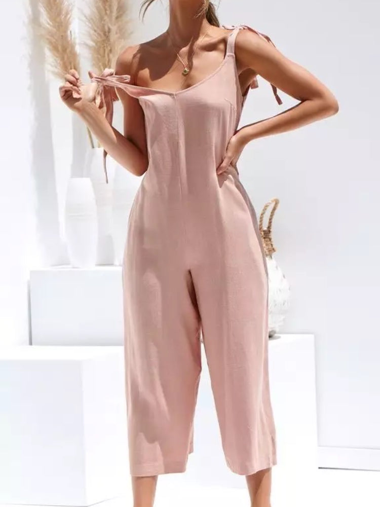 Variant image for Combinaison Femme Chic Aérée Pantalon Large Tissu Léger-13