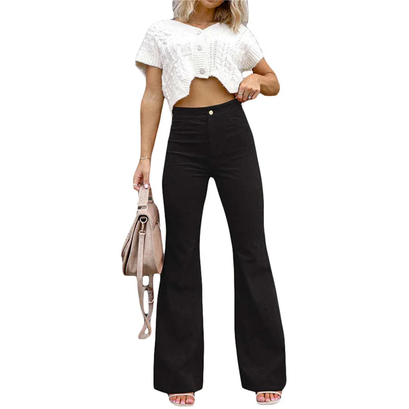 Pantalon évasé en velours côtelé pour femmes