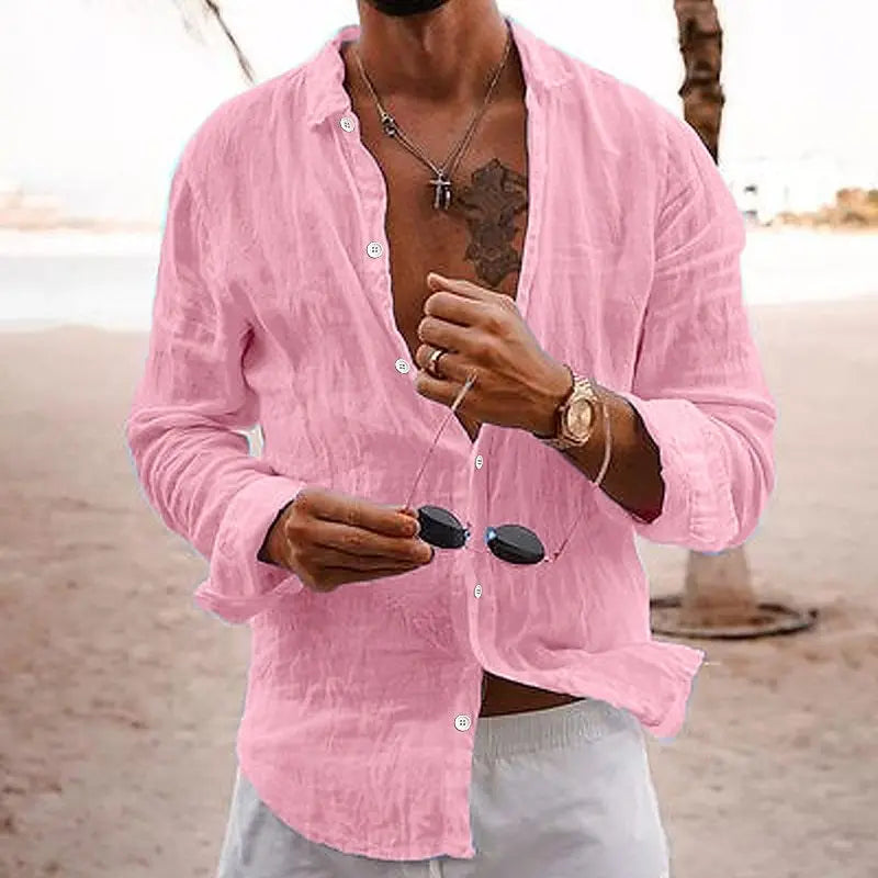 Variant image for Chemise en Lin Décontractée pour Hommes - Style Élégant et Confortable-37