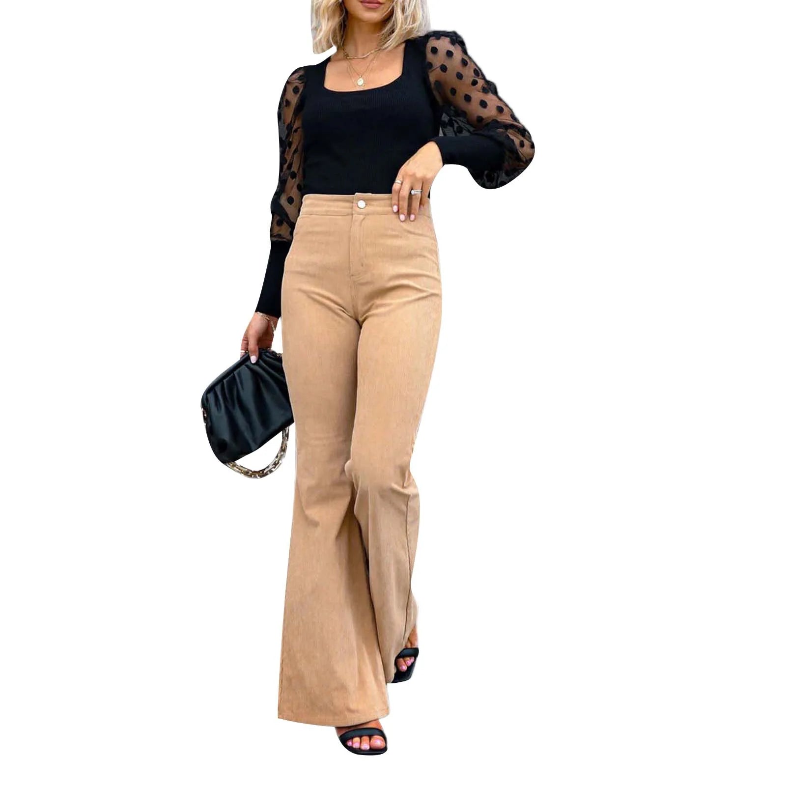 Pantalon évasé en velours côtelé pour femmes