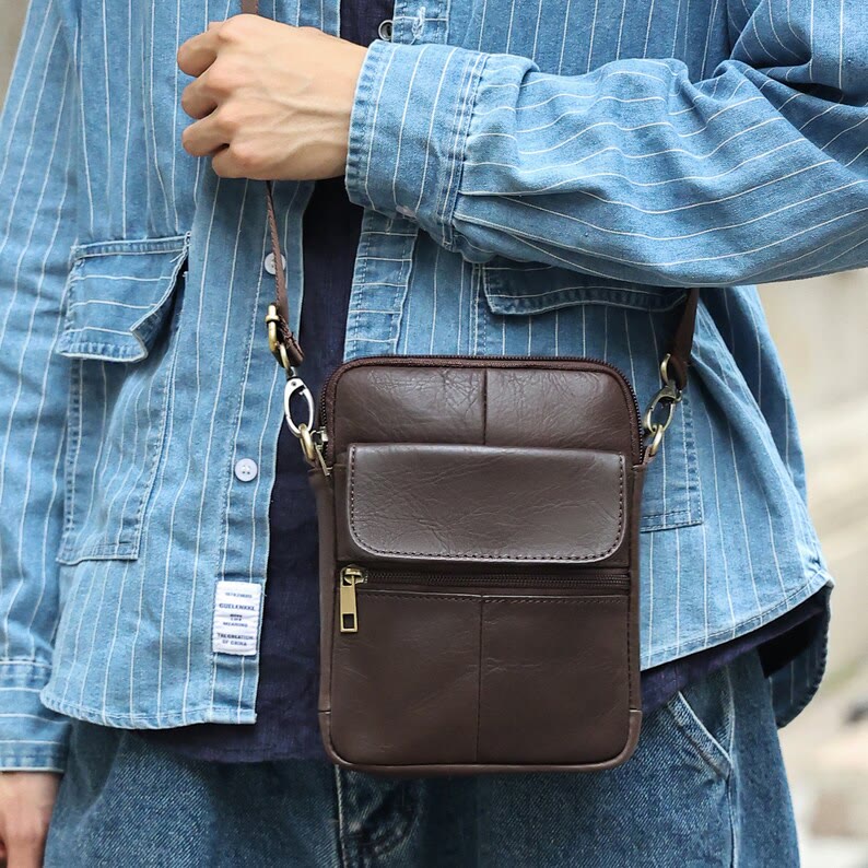 Sac Bandoulière Homme Compact Pratique avec Compartiments Multiples 2
