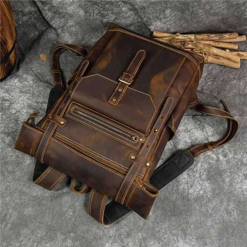 Sac à dos en cuir pour hommes au design fonctionnel 3
