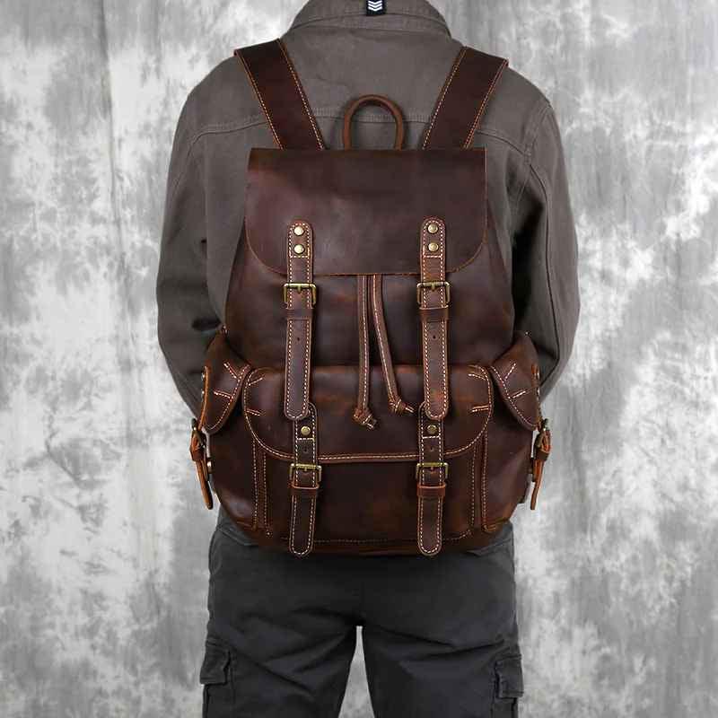 Sac à dos pour hommes en cuir vintage 3