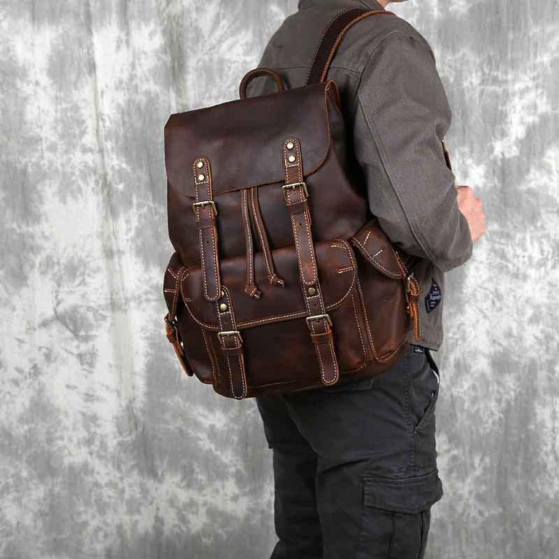 Sac à dos pour hommes en cuir vintage 4