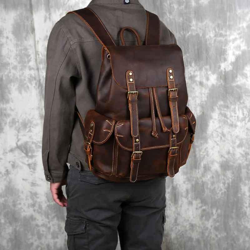 Sac à dos pour hommes en cuir vintage 5