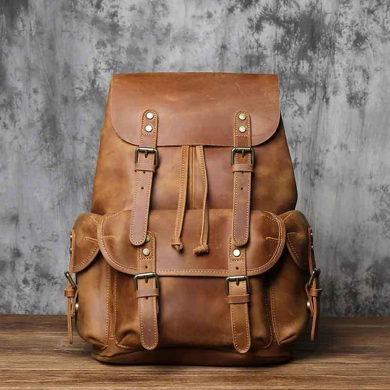 Sac à dos pour hommes en cuir vintage 8