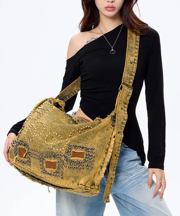 Sac bandoulière femme en denim style original grande capacité 1