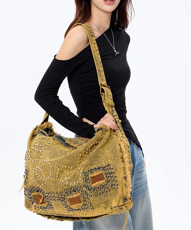 Sac bandoulière femme en denim style original grande capacité 3