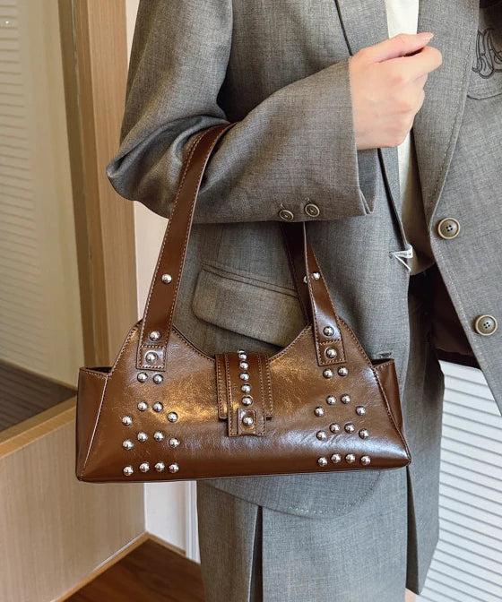 Sac bandoulière femme style tendance à rivets 0