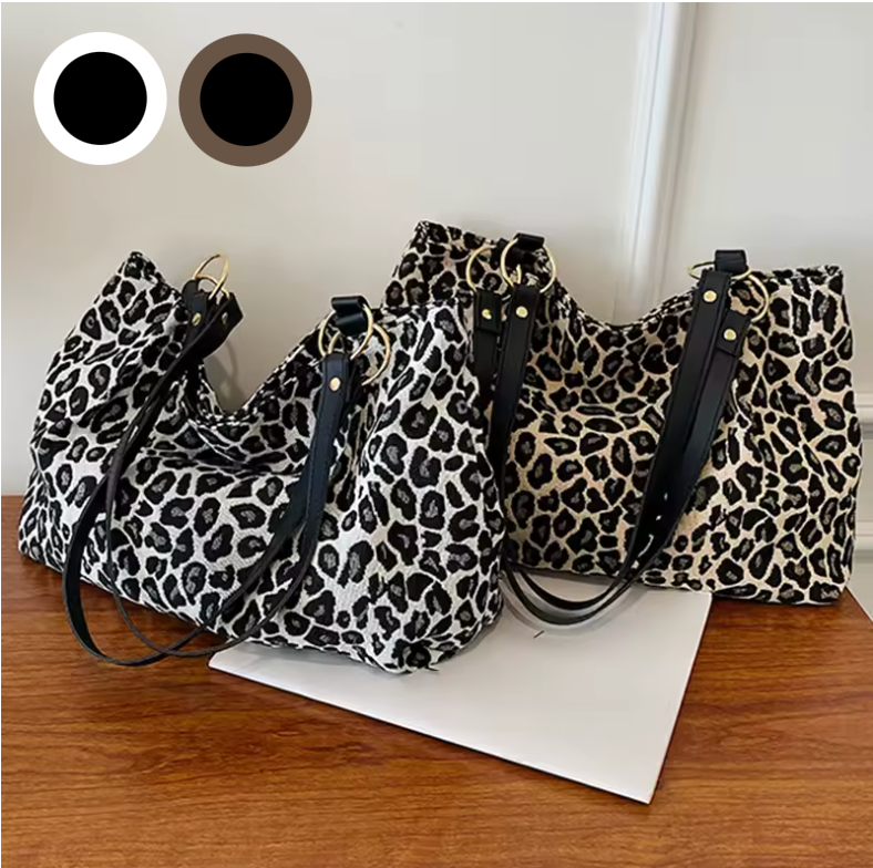 Sac fourre-tout imprimé léopard pour femme en toile 1