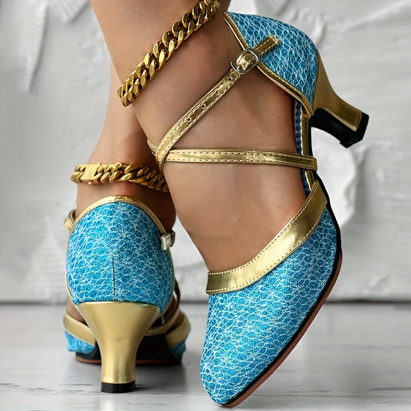 Sandales À Talons Femmes Dorées En Cuir À Bride Étroite 6