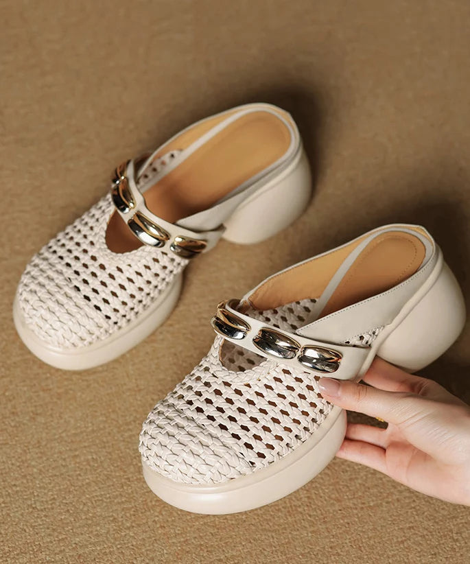Sandales Femme À Enfiler Talon Épais Ajourées 4