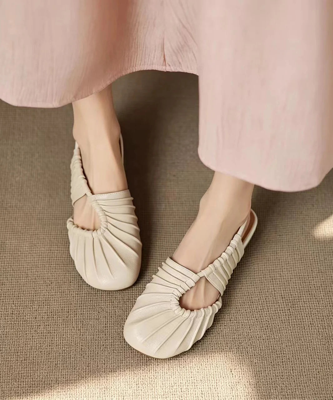 Sandales Femme Petit Talon Bout Fermé Froncé 2