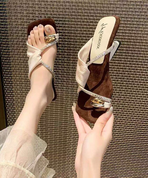 Sandales Femme à Bout Ouvert avec Détails en Zircon 0