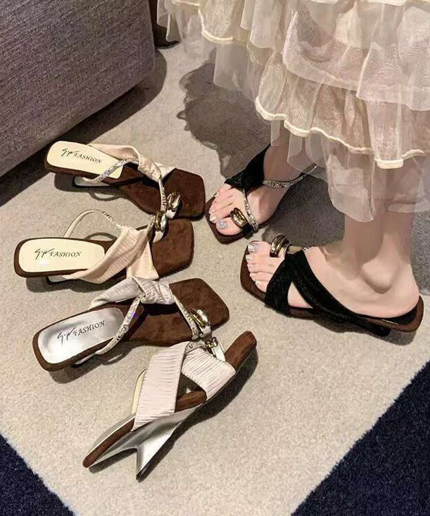 Sandales Femme à Bout Ouvert avec Détails en Zircon 4