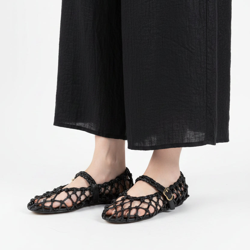 Sandales Pour Femmes Tissées Ajourées Avec Sangle À Boucle 0