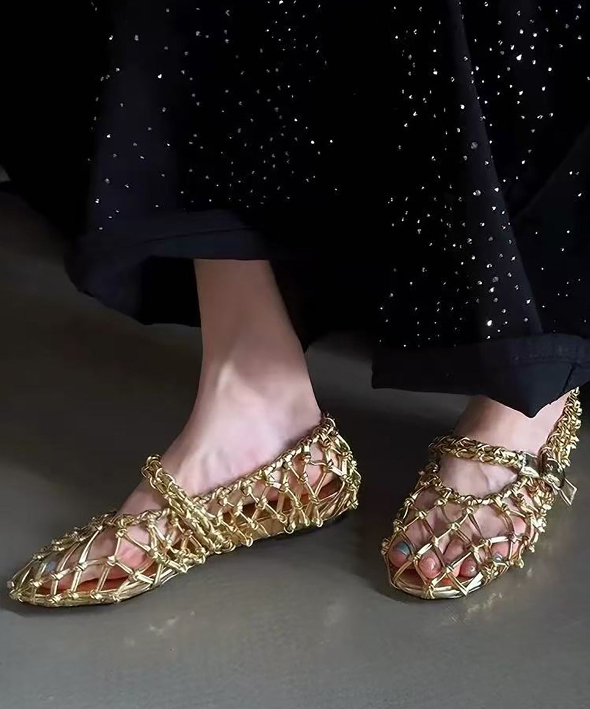 Sandales Pour Femmes Tissées Ajourées Avec Sangle À Boucle 3