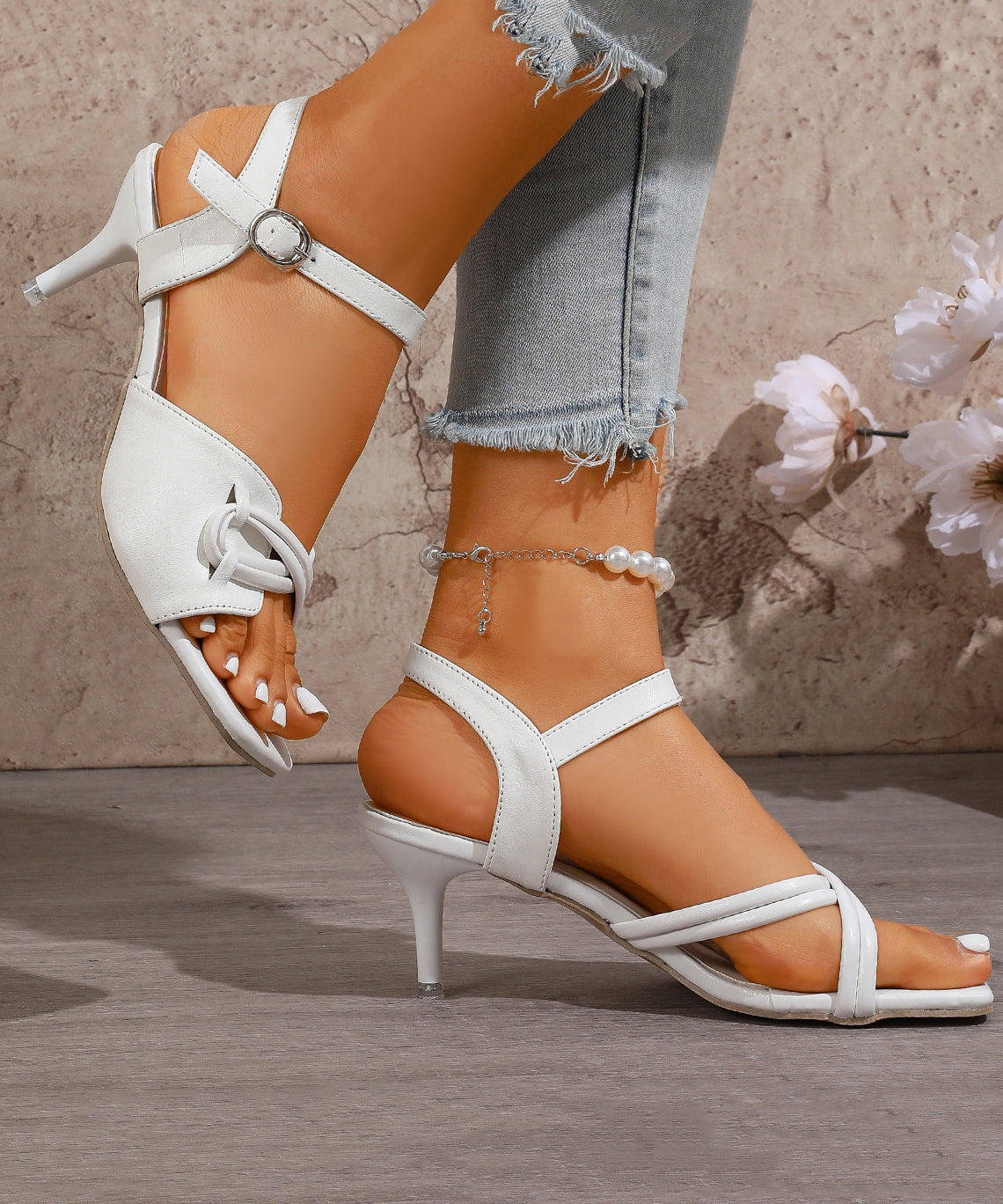 Sandales Stiletto Blanches Chic 0