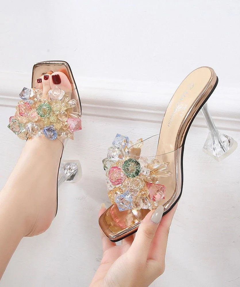 Sandales à talons hauts pour femmes ornées de zircons 0