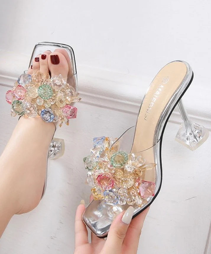 Sandales à talons hauts pour femmes ornées de zircons 1