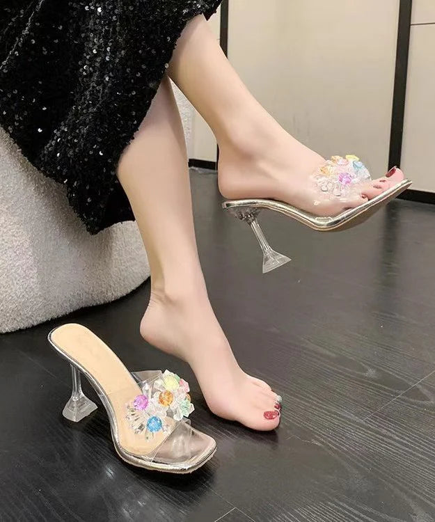 Sandales à talons hauts pour femmes ornées de zircons 4