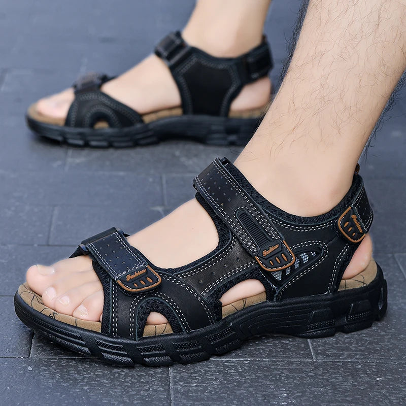 Sandales d'été pour hommes en cuir décontractées 6