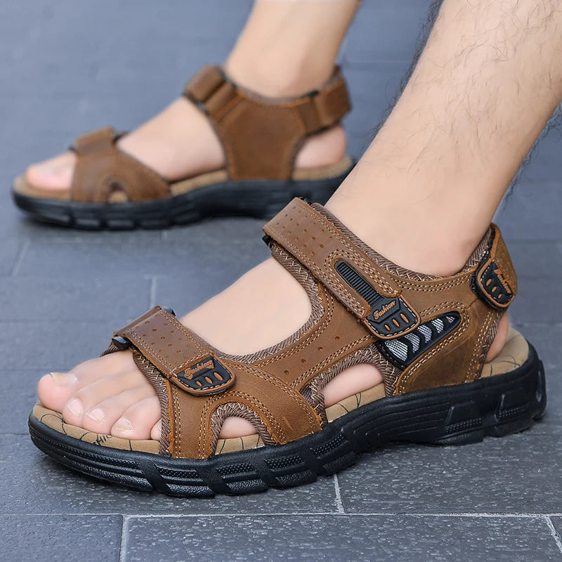 Sandales d'été pour hommes en cuir décontractées 7