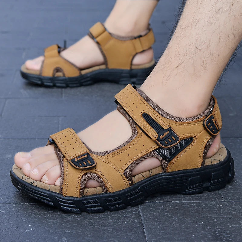 Sandales d'été pour hommes en cuir décontractées 8