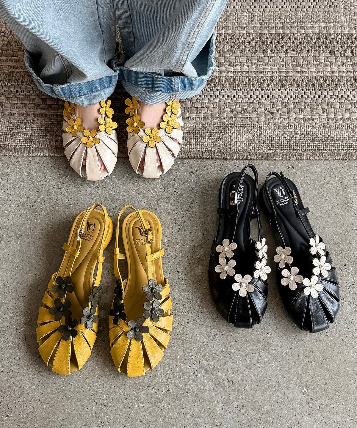 Sandales de marche pour femmes à motif floral ajouré 3