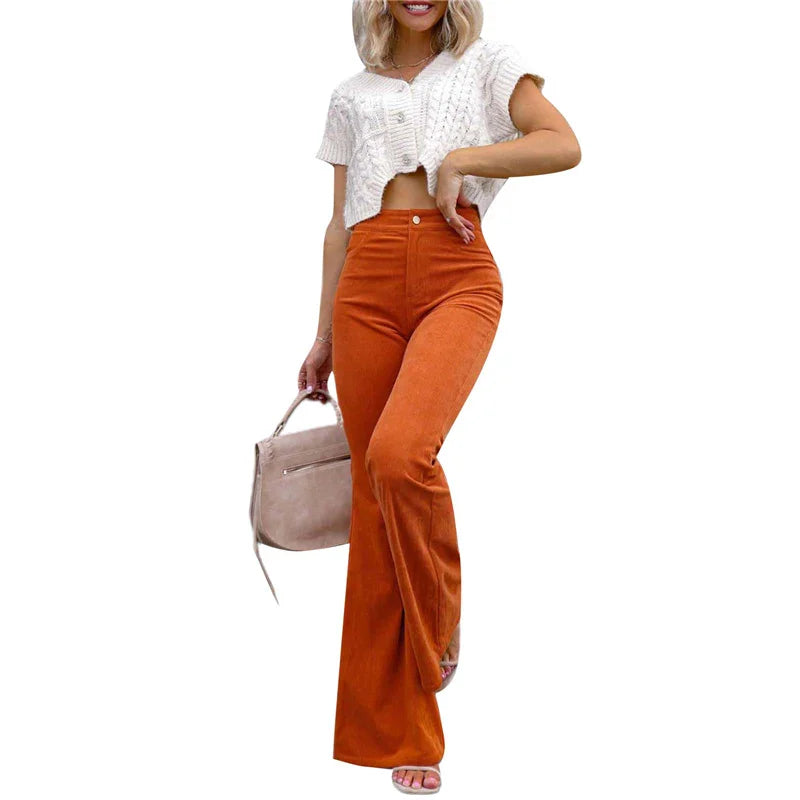 Pantalon évasé en velours côtelé pour femmes