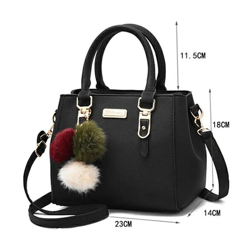 Sac à main à pompon en cuir pour femme