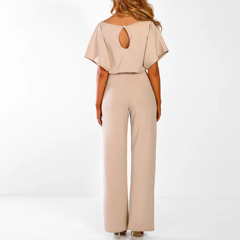 Combinaison Femme Chic à Jambes Larges en Polyester-2