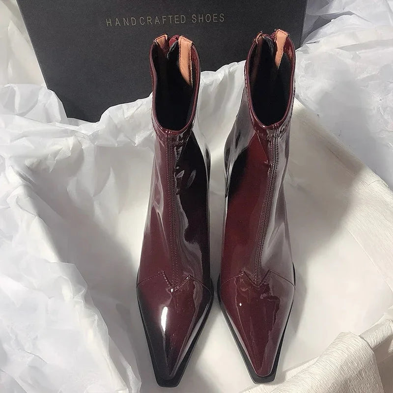Bottes Femme Élégantes à Nez Pointu en Cuir Artificiel 4