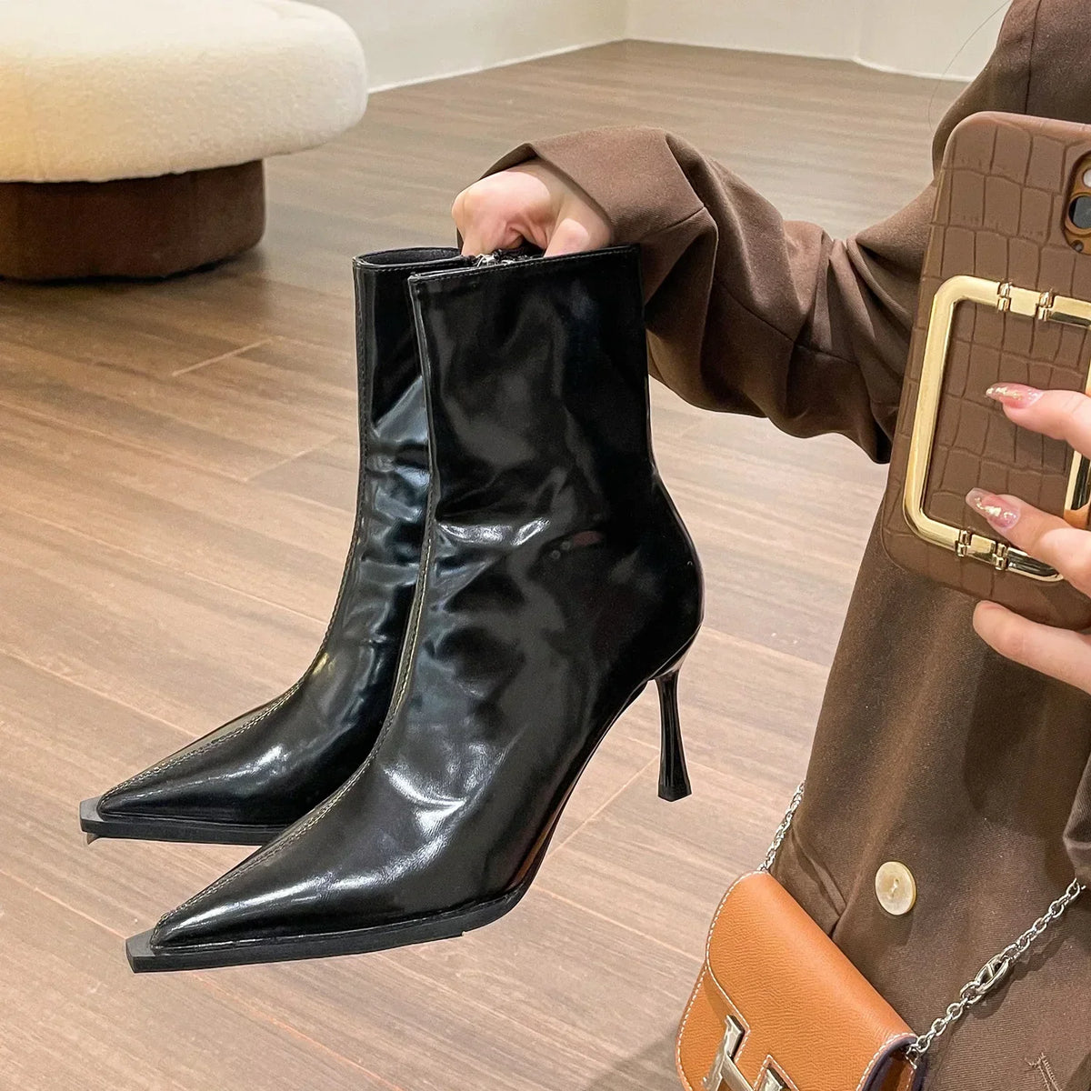 Variant image for Bottes Pour Femmes Élégantes En Cuir Synthétique À Talon Étroit-6